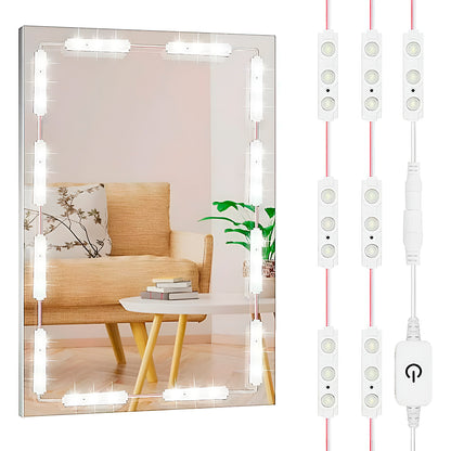 Luces LED Para Espejo Tocador 3.45M – Iluminación Blanca Con Control Táctil Y Brillo Ajustable Para Maquillaje Y Decoración