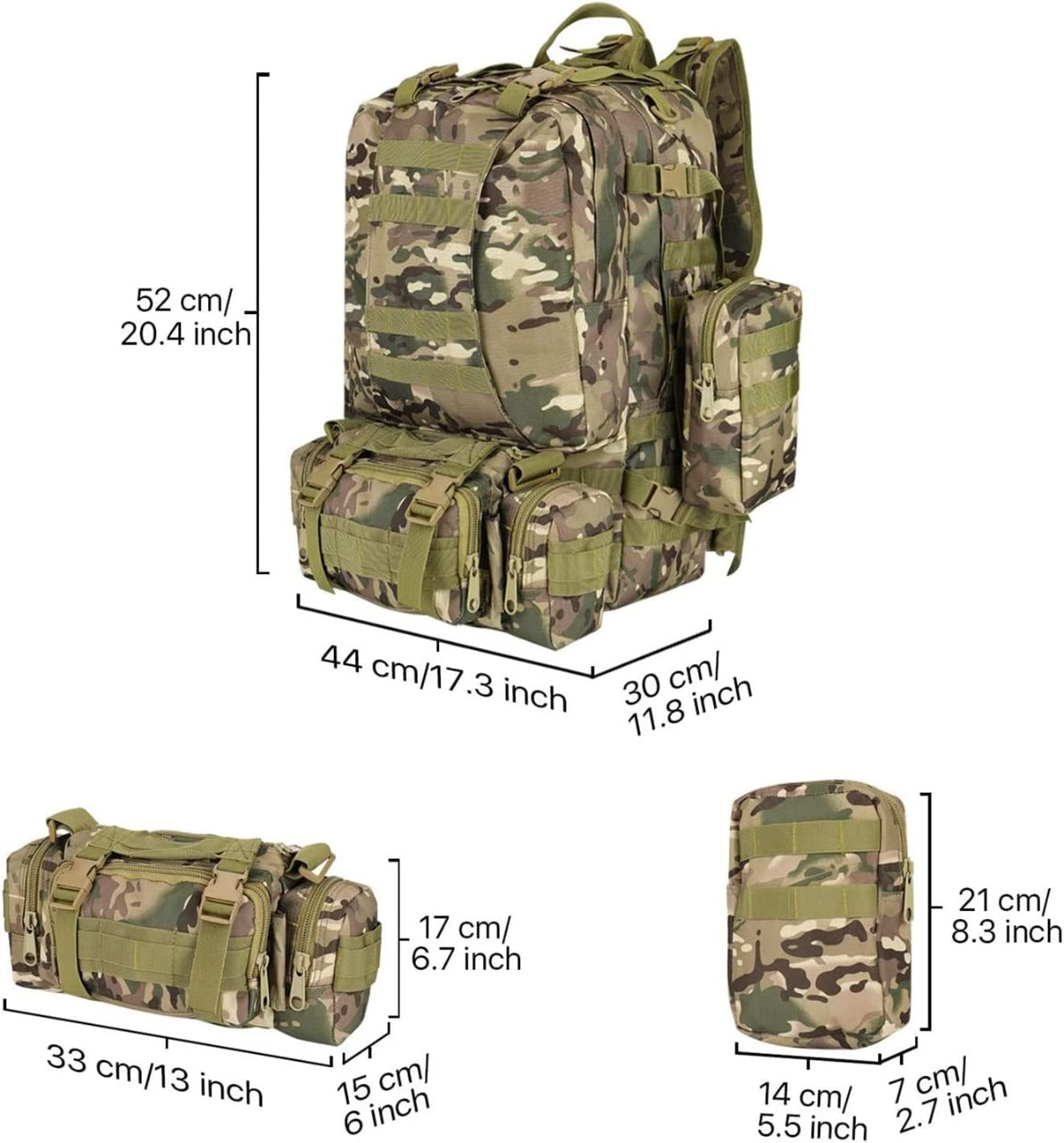 Mochila Táctica Camping Militar Impermeable 50lts Senderismo