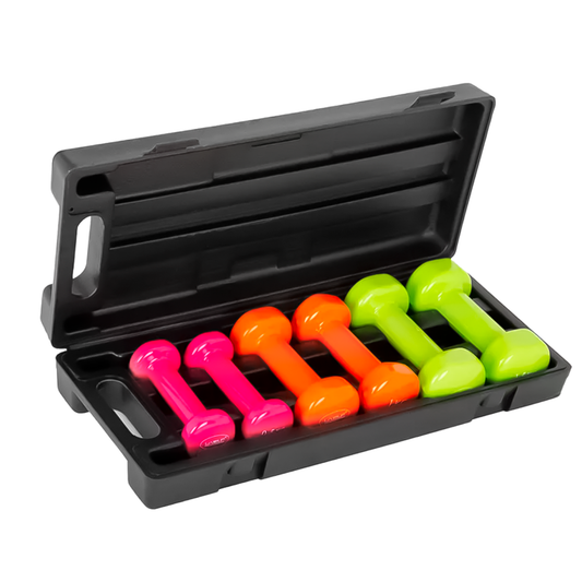 Set De Mancuernas 6kg Con Maletín – Pesas De Hierro De Hierro Recubierto De Vinil Por Colores Para Ejercicio En Casa