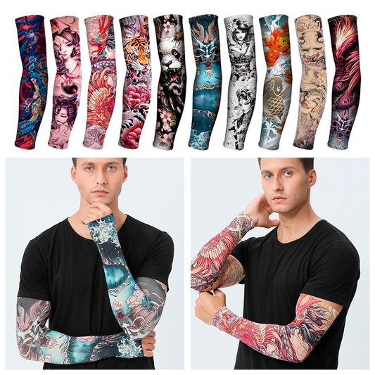 Mangas Tatuadas Tipo Sleeve Unisex – Estilo Realista Y Elástico Para Disfraz, Deportes O Uso Casual