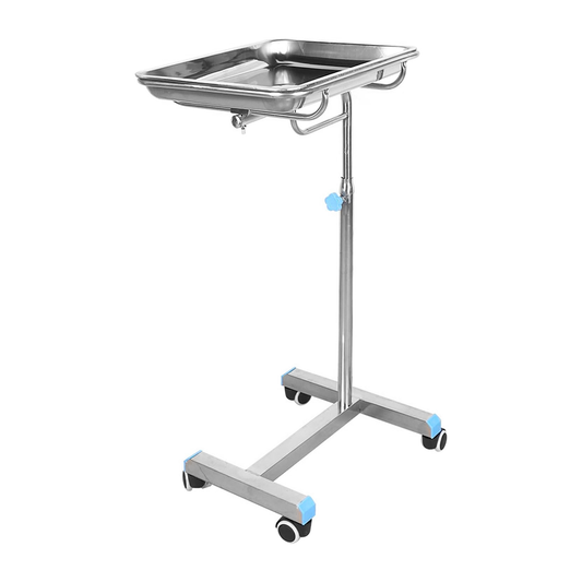 Mesa Auxiliar Mayo De Acero Inoxidable Con Ruedas Y Altura Ajustable – Plataforma Móvil Para Consultorios, Clínicas Y Hospitales