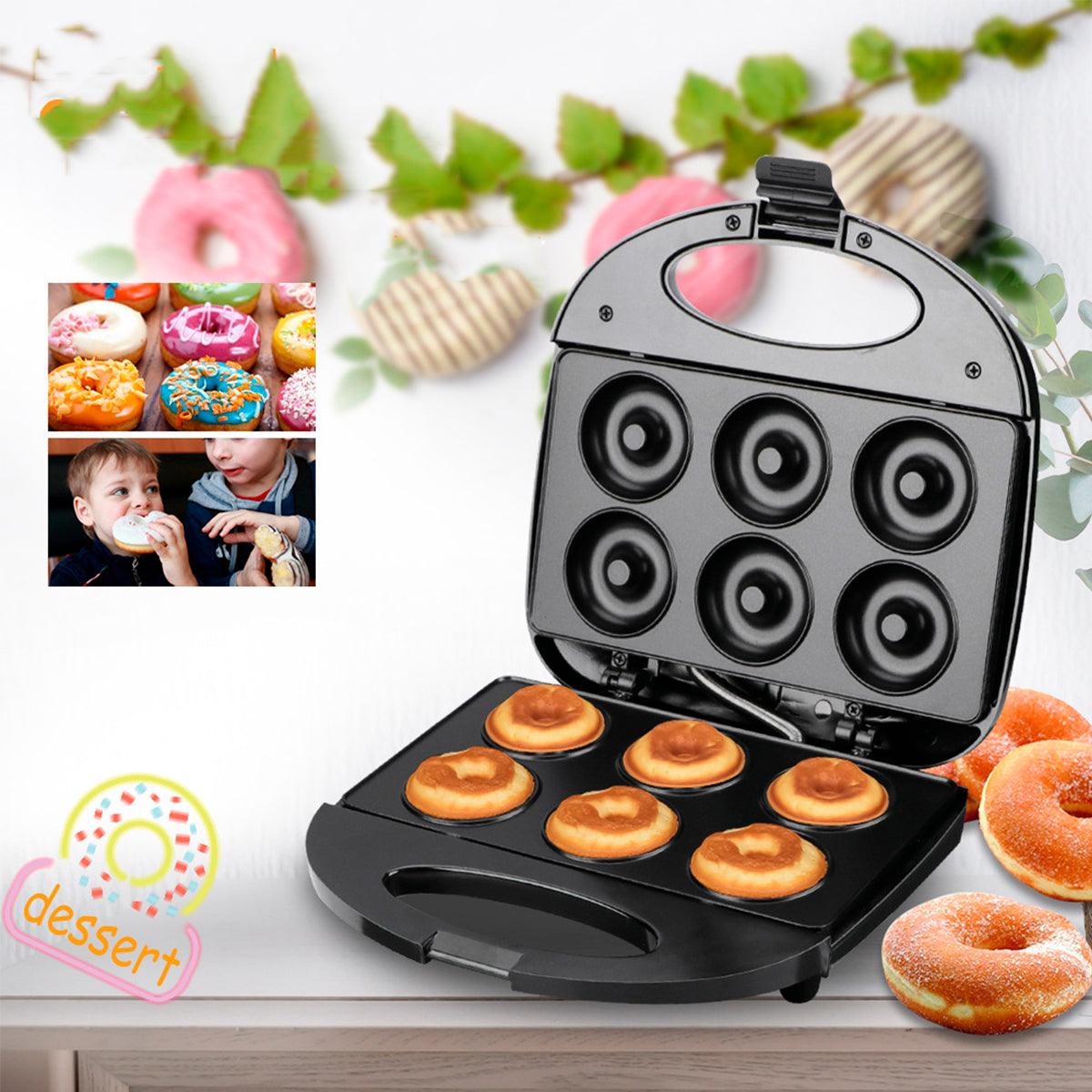 Mini Maquina De Donas 6 Unidades 750W Antihaderente