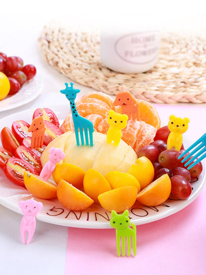 Mini Tenedor De Fruta Kawaii De Animales 10 Piezas