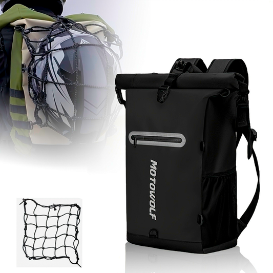 Mochila Motowolf Impermeable 29L – Con Compartimento Para Bolsa De Hidratación Y Red Porta Casco