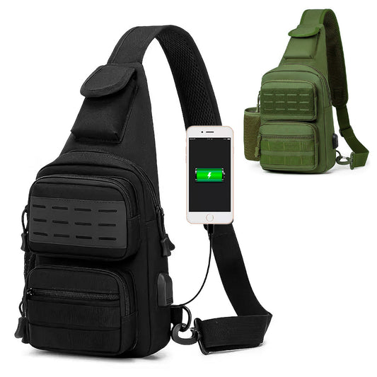 Mochila Pechera Canguro Tactica Militar Molle Deportivo Bolso Multiuso Puerto USB