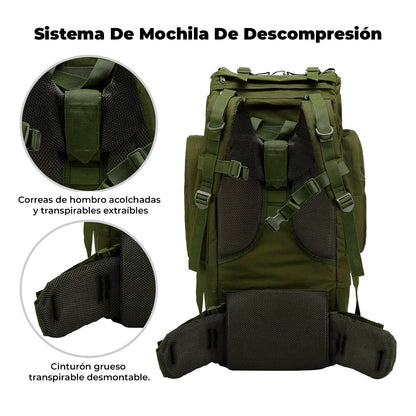 Mochila Tula Policial Militar Táctica Camping Impermeable 65 Litros