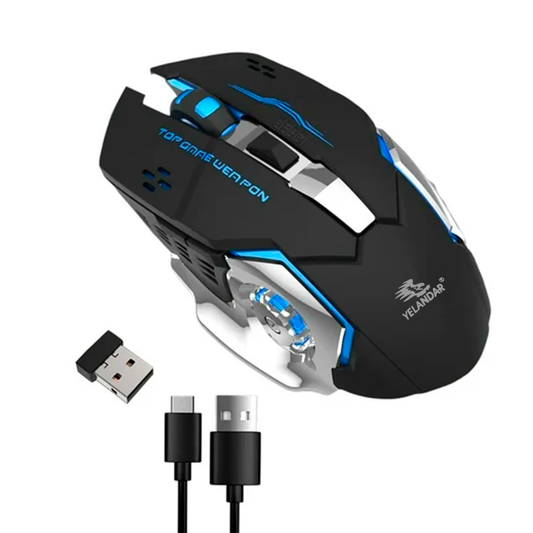 Mouse Silencioso Recargable USB Yelandar – Gaming Ergonómico Con LED RGB Y Sensor Óptico De Alta Precisión