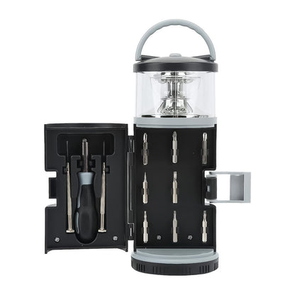 Multiherramienta De Mano Portátil Con Linterna LED – Kit Destornilladores Para Camping, Hogar Y Emergencias