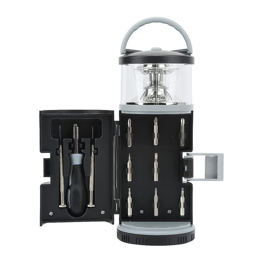 Multiherramienta De Mano Portátil Con Linterna LED – Kit Destornilladores Para Camping, Hogar Y Emergencias