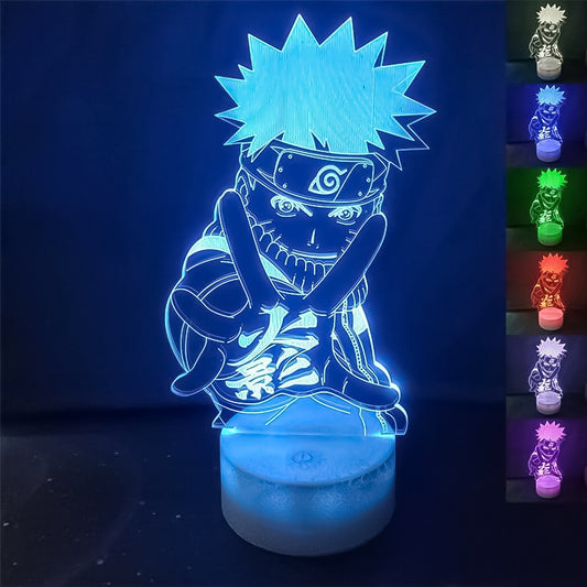 Lámpara LED 3D Naruto 16 Colores Con Control Remoto – Luz De Noche Acrílica Para Escritorio