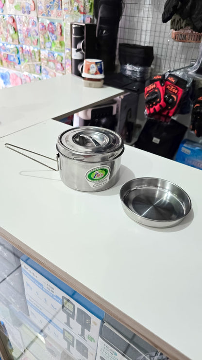 Olla Táctica Samovar Acero Inoxidable – Diseño Redondo Con Tapa Extraíble Y Doble Compartimento