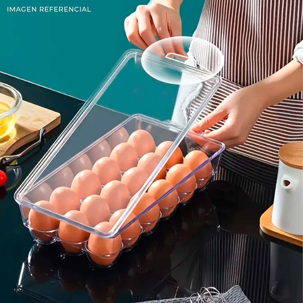 Organizador Envase Contenedor De 12 Huevos Con Tapa De Plástico