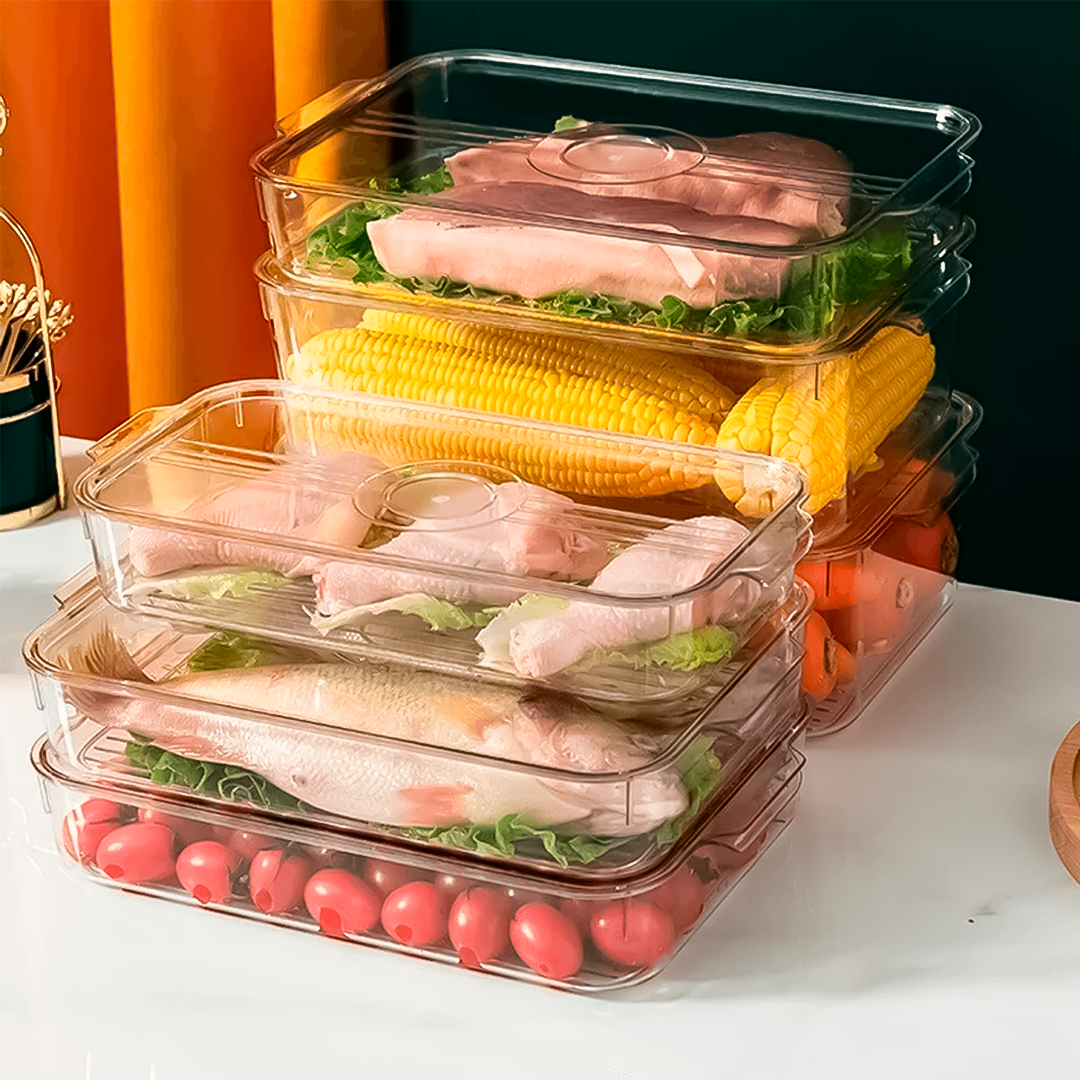 Organizador Envase Contenedor De Alimento Con Tapas De Plástico Cocina Refrigerador