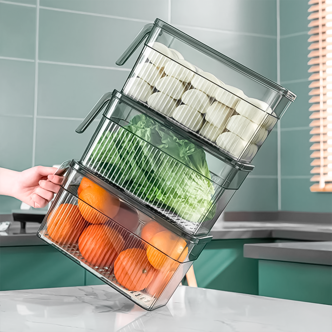 Organizador Envase Contenedor De Alimento Con Tapas Herméticas De Plástico Cocina Refrigerador