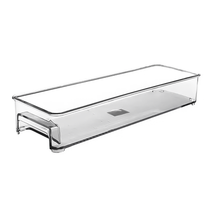 Contenedor Organizador Largo Y Bajo Acrílico Transparente – Apilable Para Cajones De Cocina, Baño, Oficina Y Repisas Del Refrigerador