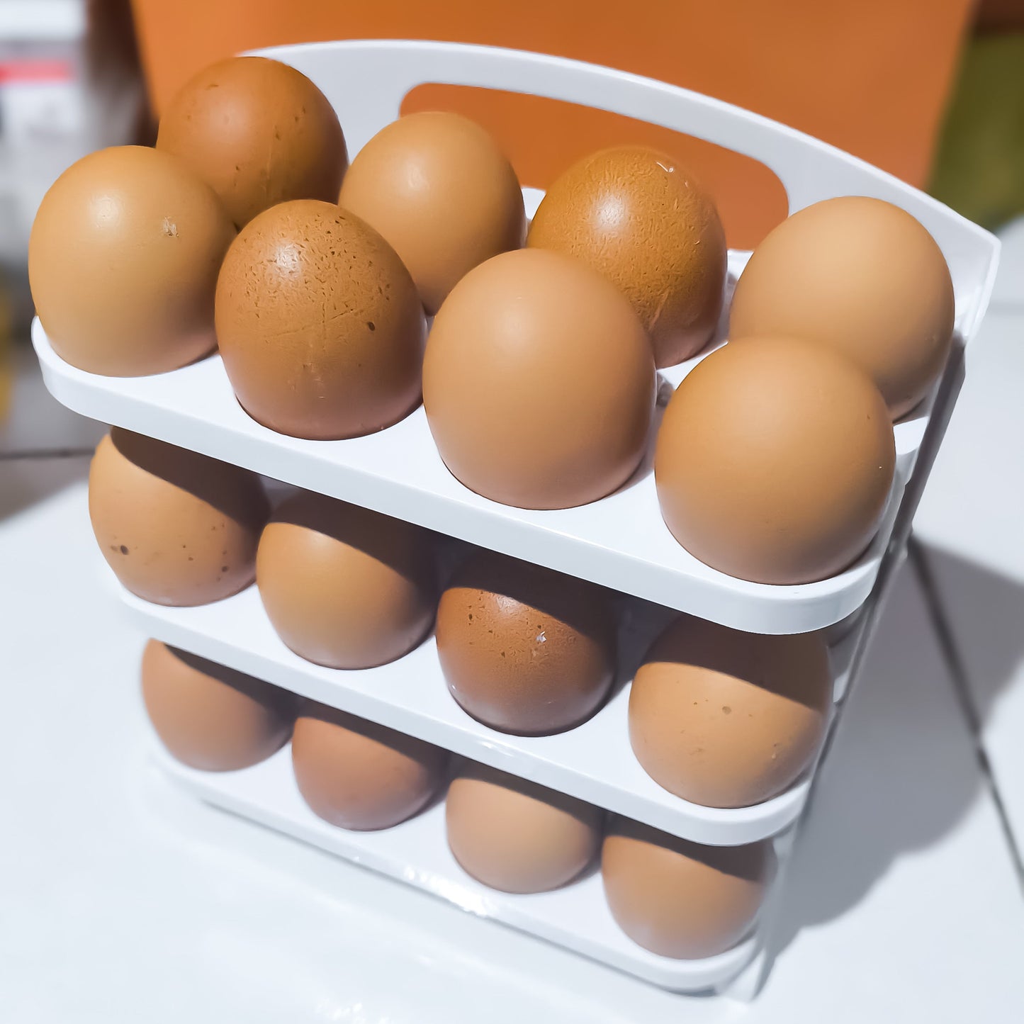 Organizador De Huevos 3 Niveles Para 24 – Soporte Transparente Apilable Para Refrigerador Y Cocina