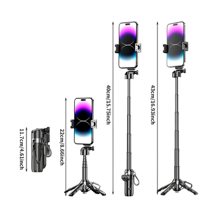 Palo Selfie Retráctil Con Trípode Y Control Remoto – Soporte Giratorio 360° Para Teléfonos Inteligentes