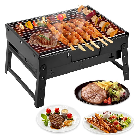 Mini Parrilla Carbón Portátil Plegable Camping – Acero Inoxidable Ideal Para Asados Al Aire Libre