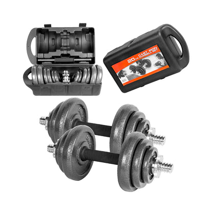 Mancuernas Regulables 20Kg Con Maletín – Set De Pesas Ajustables Con Tuerca De Seguridad Para Entrenamiento De Fuerza En Casa