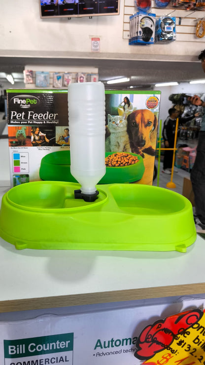 Plato 2 En 1 Bebedero Y Comedero De Mascotas – Diseño Automático Con Botella Y Doble Compartimento Para Agua Y Alimento