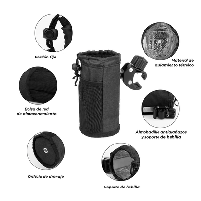 Portabotellas Universal Para Moto / Bicicleta – Soporte Ajustable De Malla Con Fijación Al Manillar