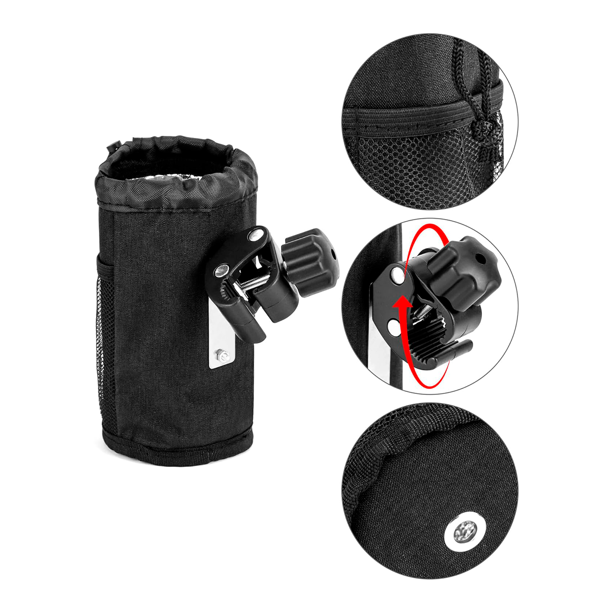 Portabotellas Universal Para Moto / Bicicleta – Soporte Ajustable De Malla Con Fijación Al Manillar