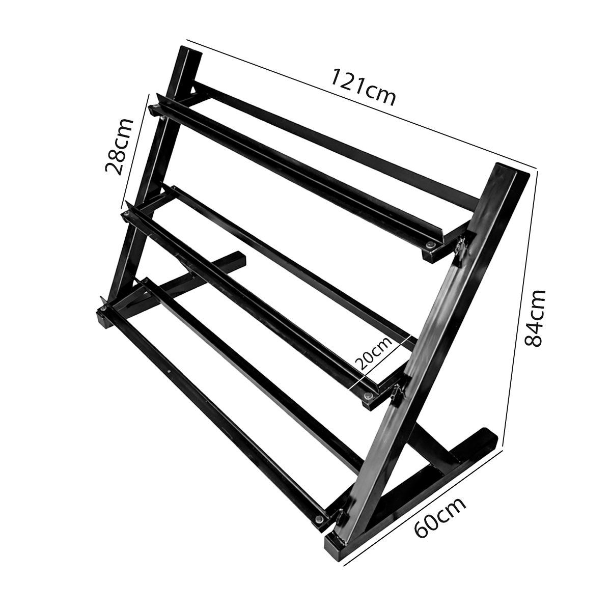 Portamancuernas Metálico De 3 Niveles Para Gimnasio – Soporte Resistente Para Mancuernas Hexagonales