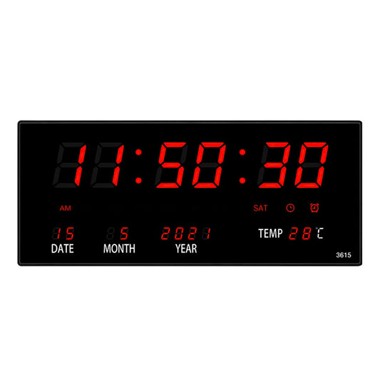 Reloj Digital Led De Pared Temperatura Hora Fecha 36x17cm