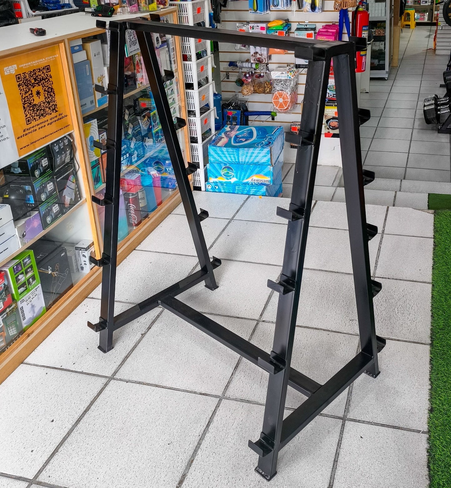 Rack Metálico Para Barras De Peso Fijo – Soporte Reforzado Doble Cara Para 12 Barras De Gimnasio