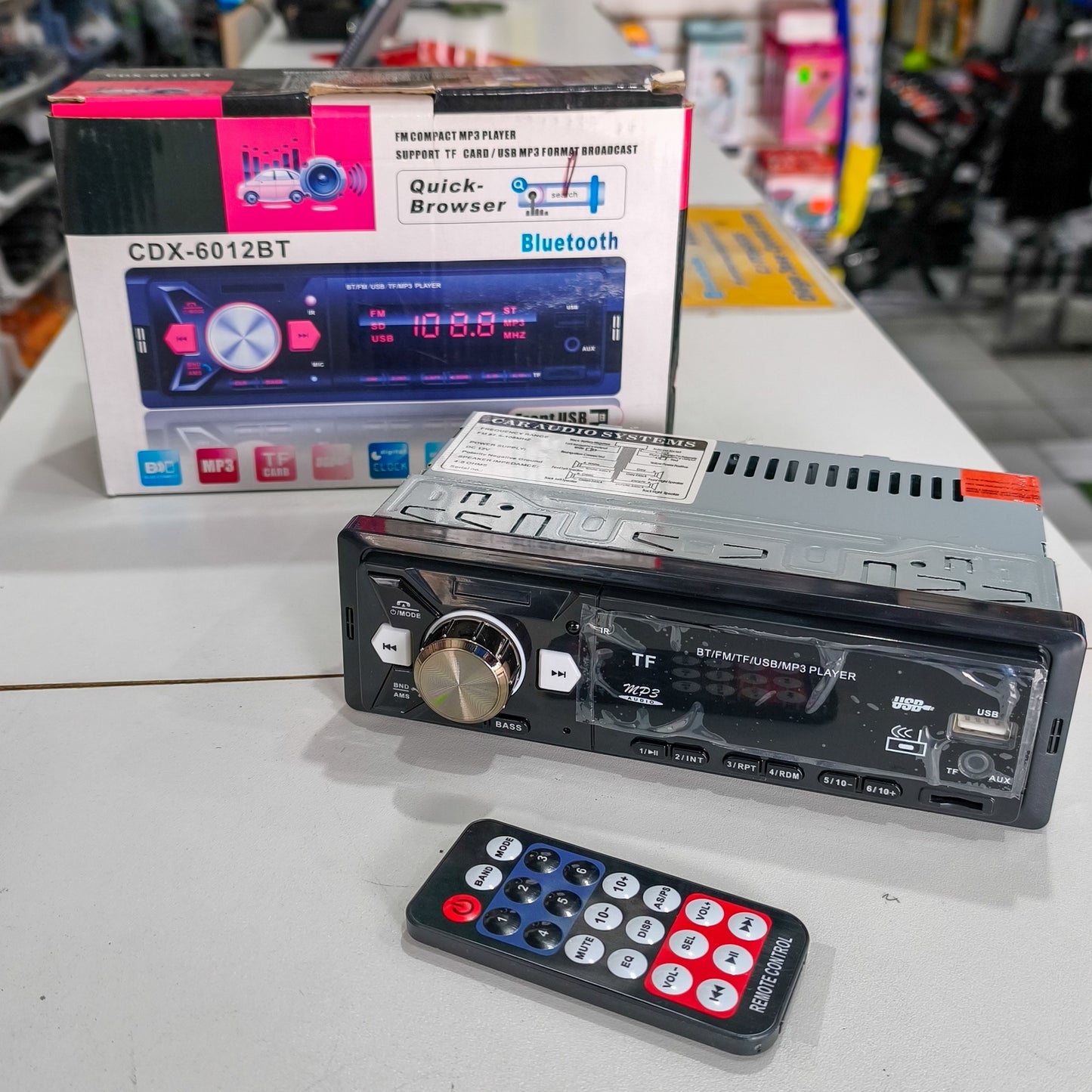 Radio Para Auto CDX-6012BT – Stereo Bluetooth Con USB Frontal, FM Y Reproductor MP3