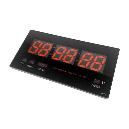 Reloj Digital Led De Pared Con Fecha, Día, Temperatura Y Alarma – Pantalla Grande Ideal Para Oficinas, Hogares Y Negocios