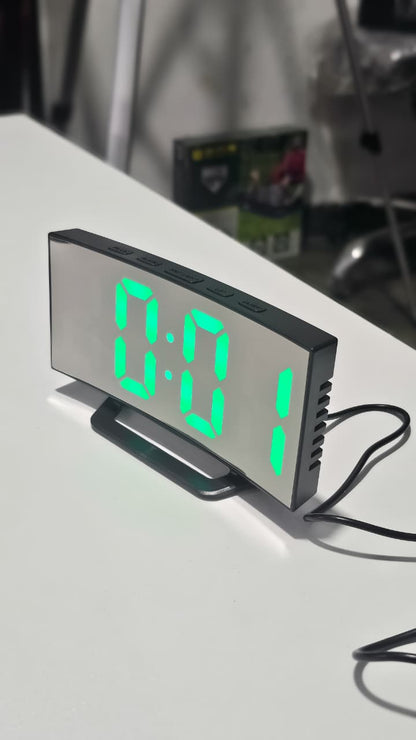 Reloj Digital LED Espejo con Pantalla Grande – Alarma, Termómetro y Hora en Formato 12/24H