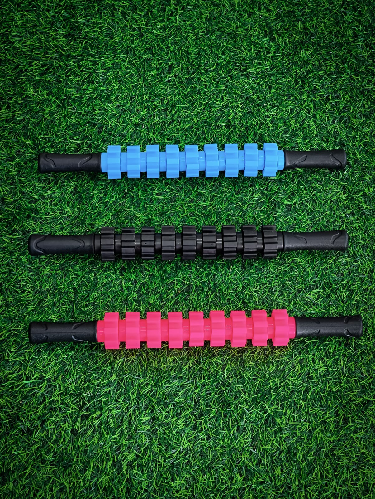 Rodillo De Masaje Muscular M3 Fitness 41cm – Masajeador Manual Con Ruedas Tipo Engranaje Para Masaje Profundo Y Estimulación Muscular