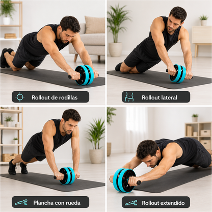 Rueda Abdominal Doble GO Sport para Ejercicio de Core y Abdomen