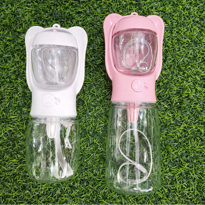Botella Portátil Para Agua Y Comida De Mascotas – Bebedero Dispensador 2 En 1 Con Contenedor De Croquetas Y Correa De Mano