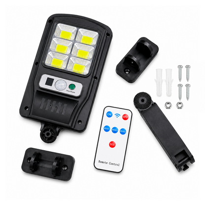 Lámpara Reflector Solar LED Exterior 6 COB Con Soporte Ajustable Y Control Remoto – Sensor Para Pared