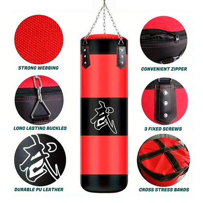 Saco De Boxeo Relleno Con Cadenas Para Colgar – Entrenamiento De Box, Kickboxing Y Artes Marciales