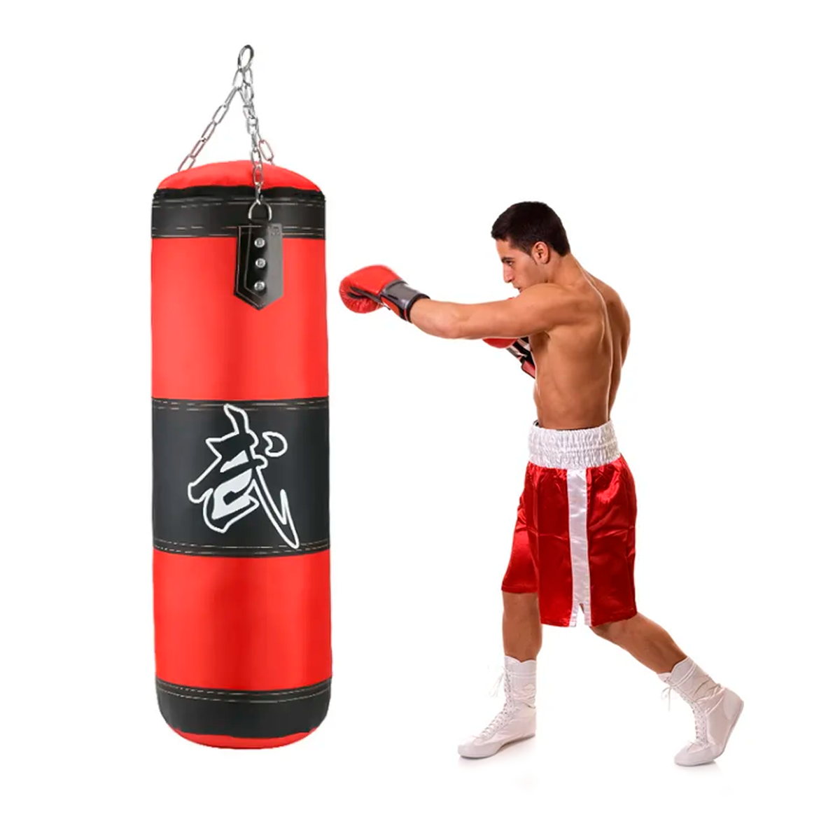Saco De Boxeo Relleno Con Cadenas Para Colgar – Entrenamiento De Box, Kickboxing Y Artes Marciales
