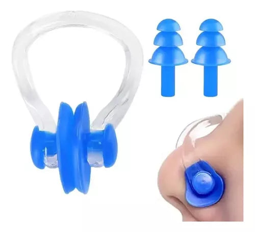 Set Tapones De Oídos Natación Buceo + Clip Nasal + Estuche