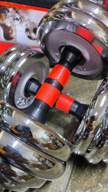 Set De Mancuernas Cromadas Regulables 30kg Con Conector Y Maletín – Entrenamiento De Fuerza Multifuncional