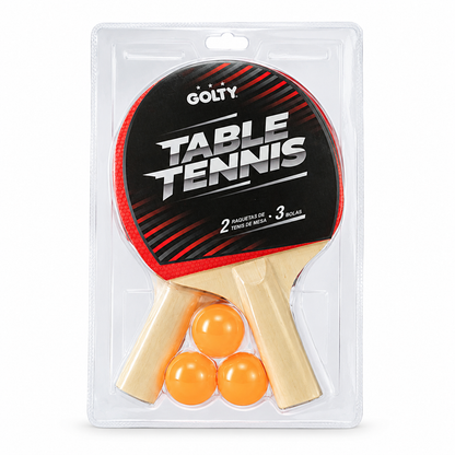 Set de Ping Pong Golty con 2 Raquetas De Madera y 3 Pelotas