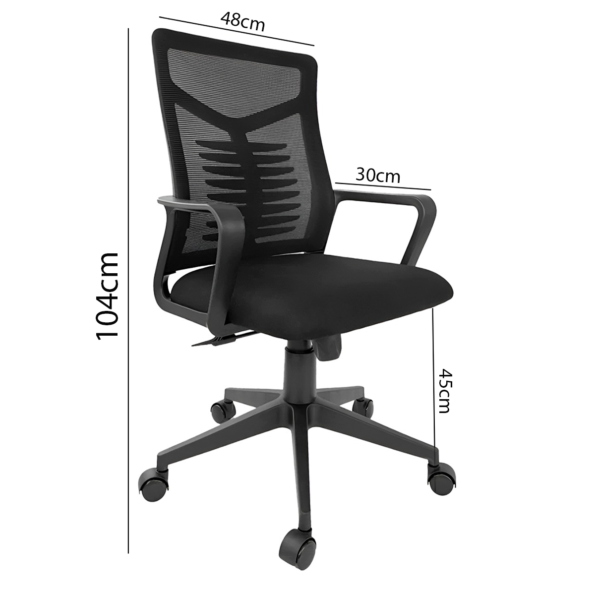 Silla De Oficina Giratoria Ergonómica – Respaldo En Malla, Brazos Fijos Y Altura Ajustable Para Home Office