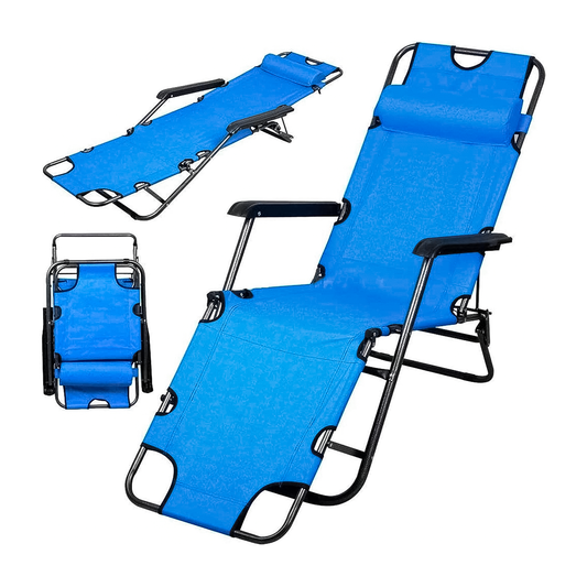 Silla Reclinable Tipo Camastro Plegable – Multiposición Con Almohadilla Para Exterior, Camping o Balcón