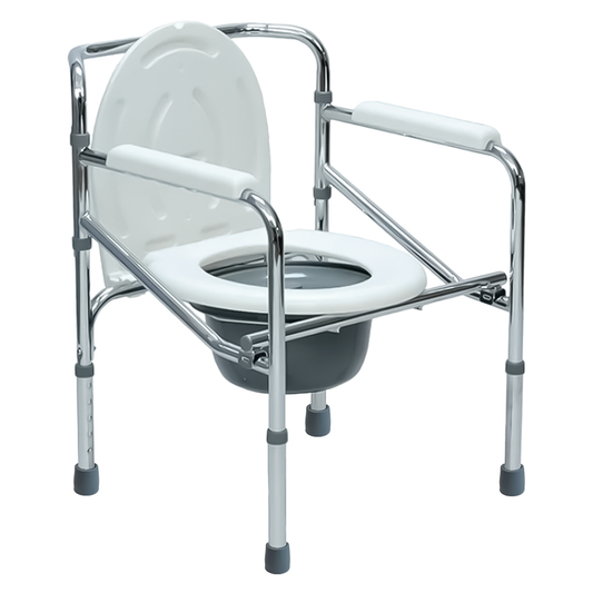 Silla Sanitaria Tipo Inodoro Para Baño – Plegable, Portátil Y Con Reposapiés Para Adultos Mayores O Pacientes En Reposo