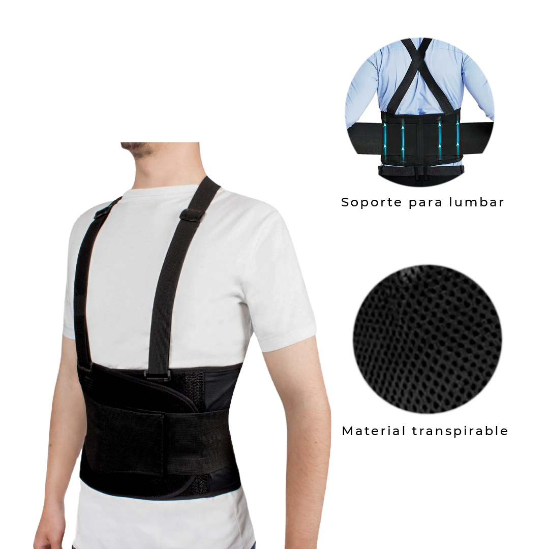 Soporte De Espalda Protector Lumbar – Faja Ergonómica Con Tirantes Ajustables