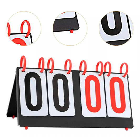 Marcador Deportivo De Mesa 4 Dígitos – Tablero Plegable De Plástico Para Competencias