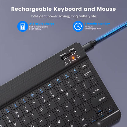 Teclado + Mouse Portátil Inalámbrico Recargable Bluetooth Pc Laptop Celular