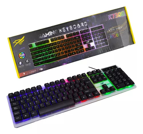Teclado Gamer Yelandar Retroiluminado Led Usb K7300 Teclas Con Luz Rgb Para Computadora