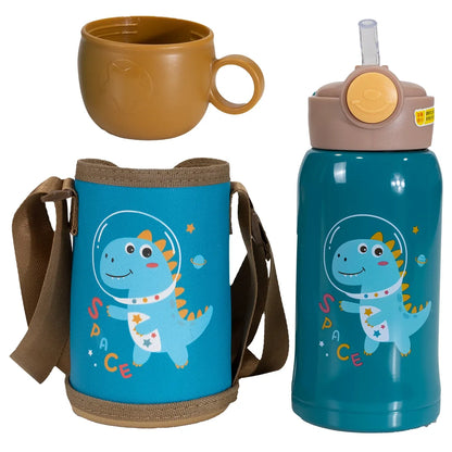 Termo Térmico 500 ml De Acero Inoxidable – Botella Con Bolso De Transporte Para Agua, Café y Bebidas