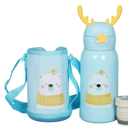 Termo Térmico 500 ml De Acero Inoxidable – Botella Con Bolso De Transporte Para Agua, Café y Bebidas